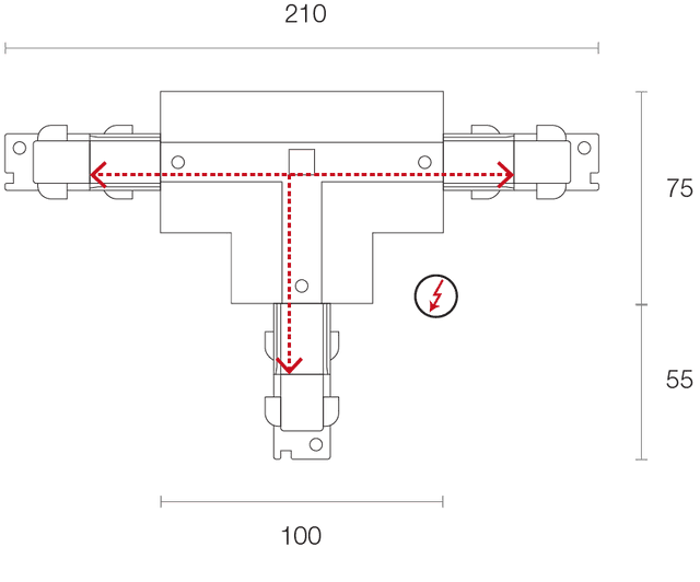 Three Way Track TRA3CR-DALI T Joiner 3 Way (TR2)